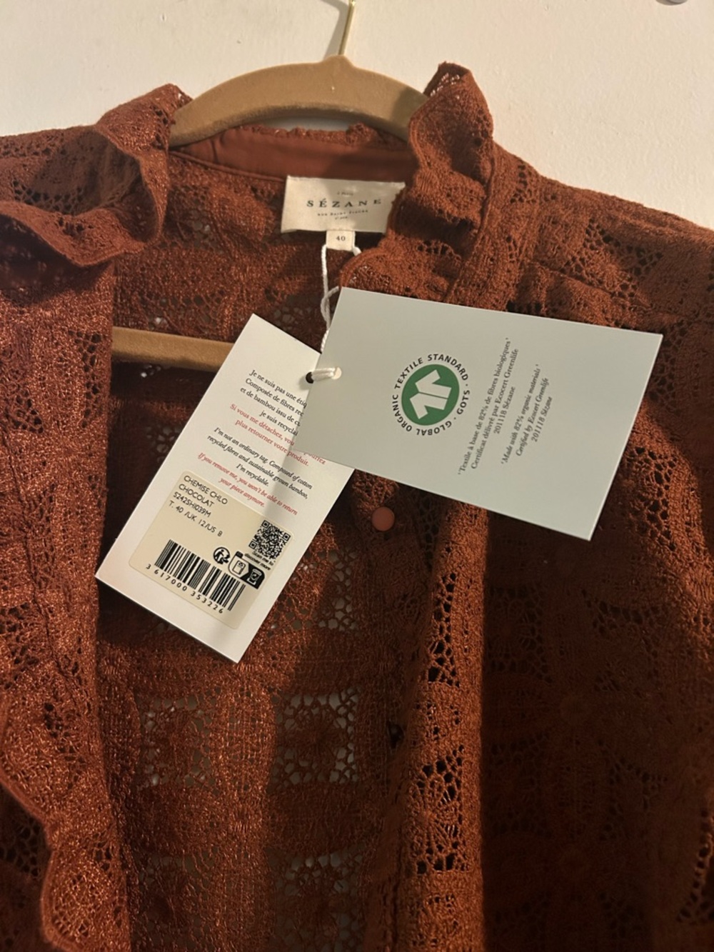 Sézane Chlo blouse chocolate BNWT 🍂🍁🍂🍁 - Picture 6 of 8